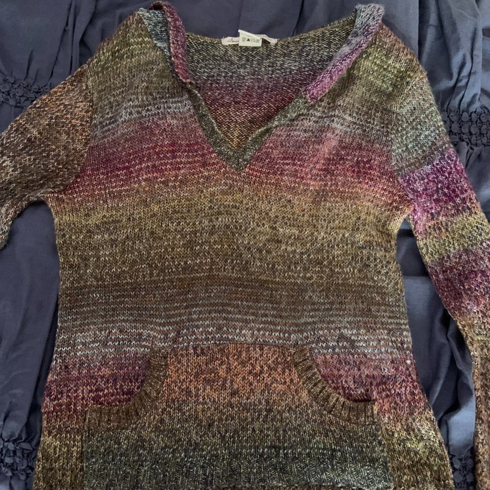 Hooded knit sweater (multicolored)